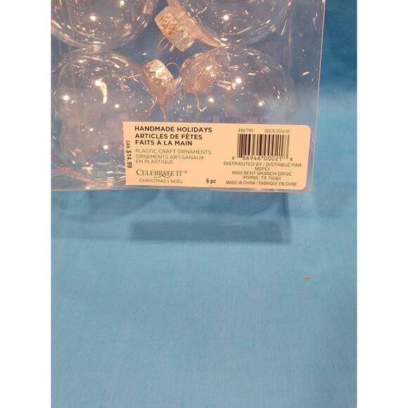 Celebrate It Set Of 6  3" Clear plastic Ornaments round NIB Make Your Own Crafts - Picture 3 of 6